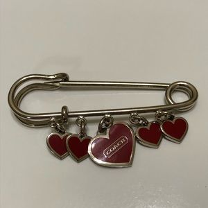 Coach Heart Safety Pin Brooch